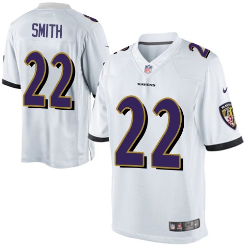 Youth Elite Jimmy Smith Nike Jersey White Road - #22 NFL Baltimore Ravens